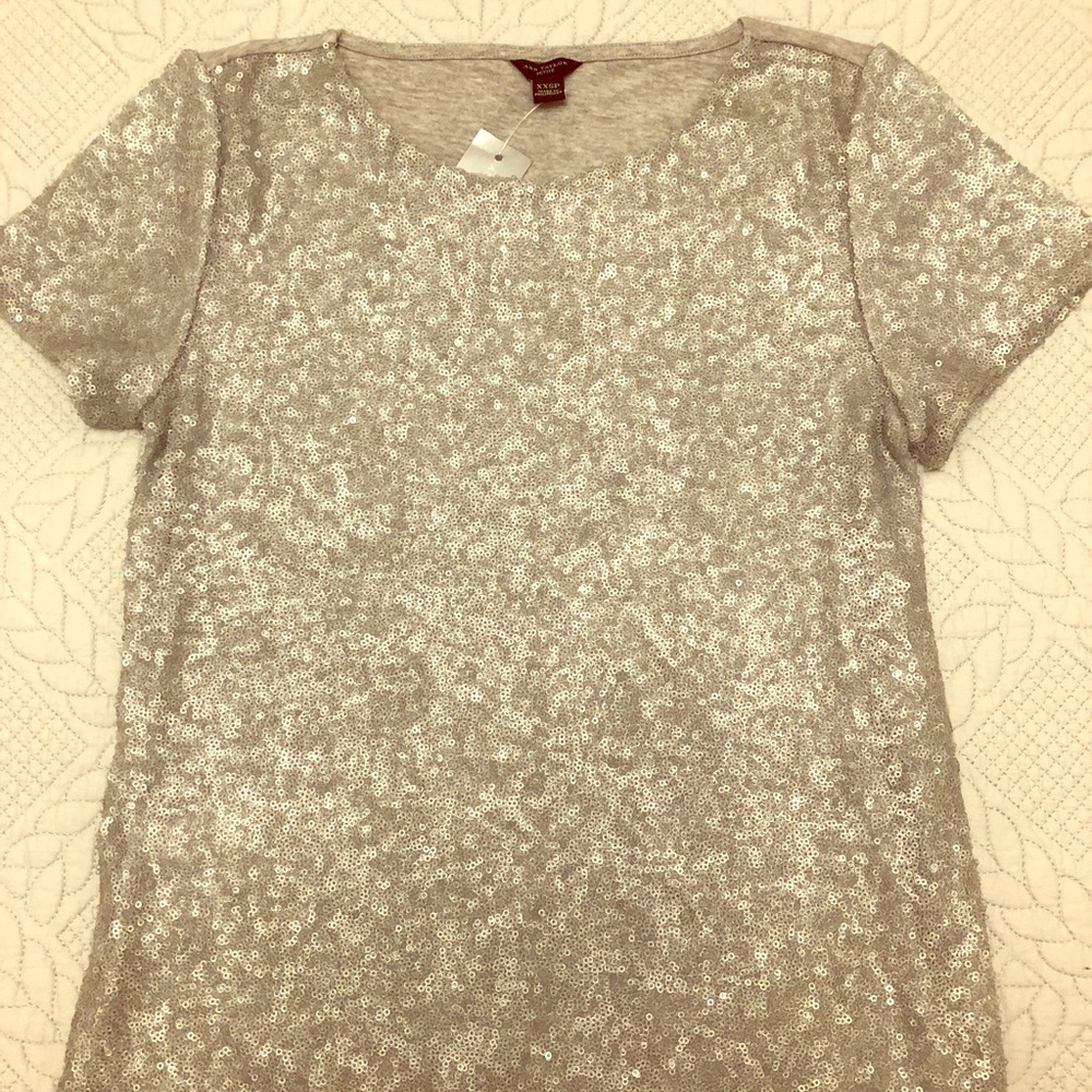 Ann Taylor Women T shirt with silver sequin💥sals